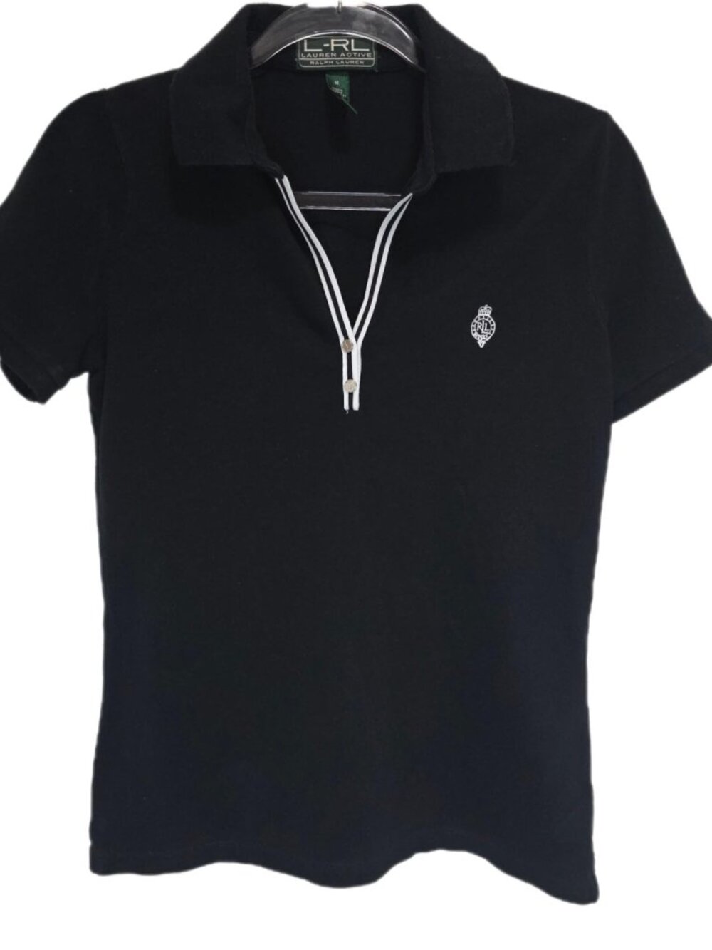 1417 Desginer LRL Lauren Active V-Neck Short Sleeve Polo Shirt Sz.M Womens